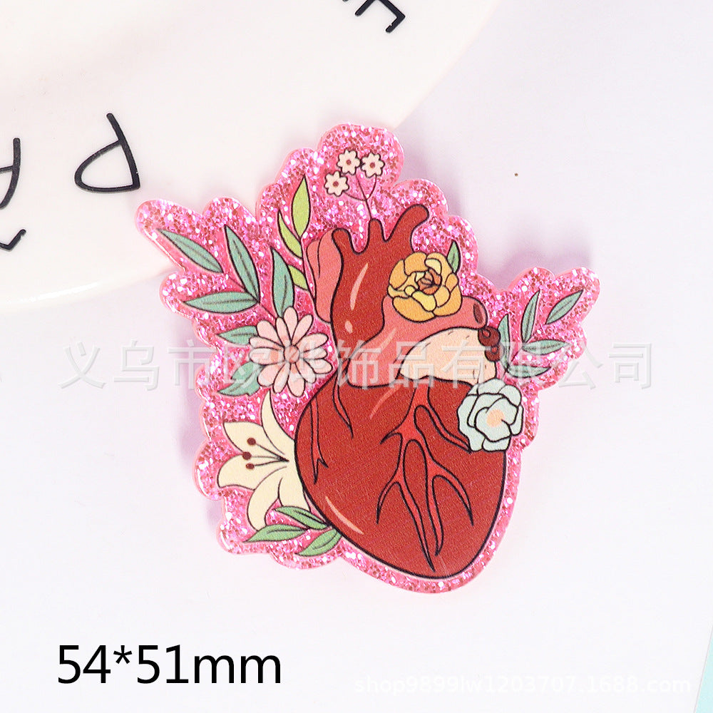 Wholesale New loose powder cartoon letters cute jewelry acrylic pin DIY patch accessories